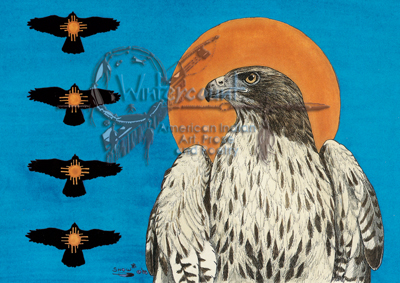 Sun Hawk Matted Greeting Card